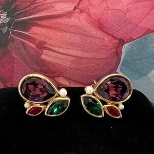Swarovski Multi-Color Cluster CLIP Earrings